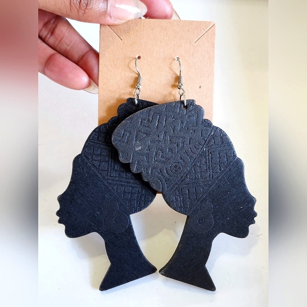 Bold Black Handcrafted African Statement Earrings… - image 1